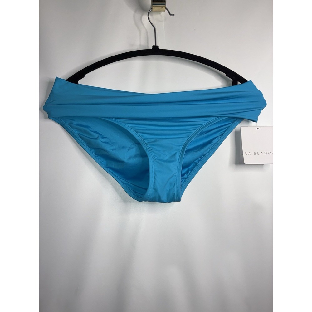 La Blanca Swim Brief Bikini Bottom Only Size 8 Pool Blue Turquoise Shirred Swim